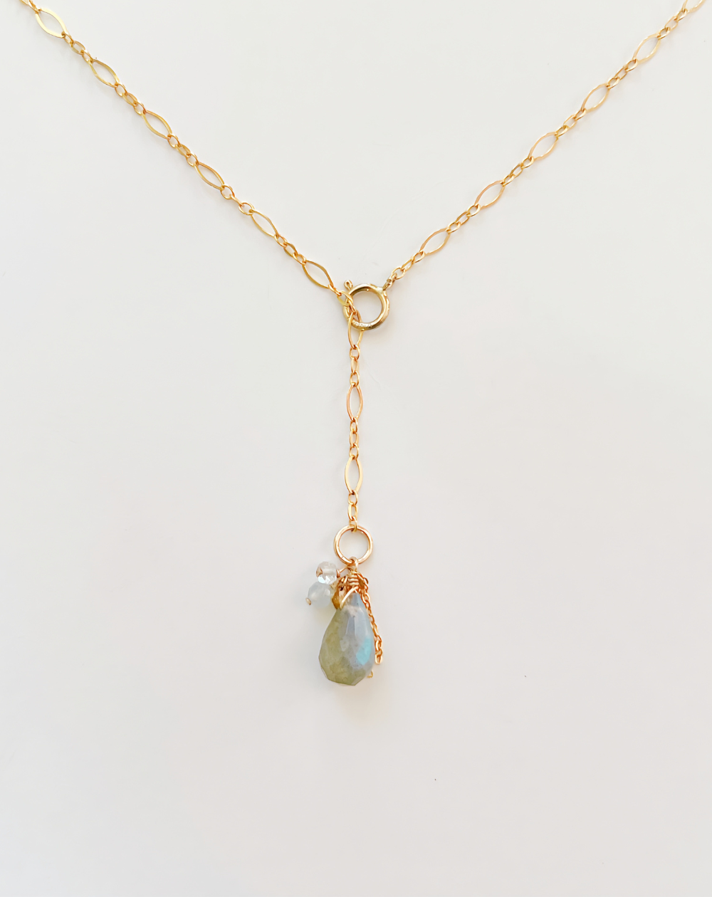 Collier Labradorite, Aigue-Marine et Quartz Diamant