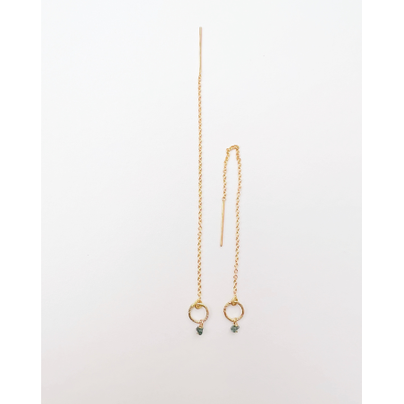 Variante 1 - Diamant brut bleu et gold-filled 14k