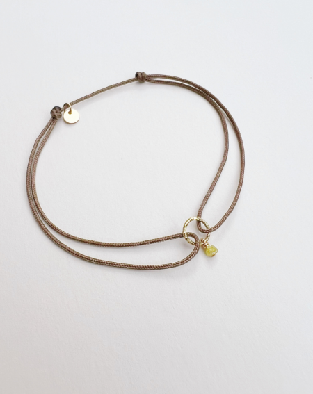 BYNORA Bracelet Réglable NOVA en Diamant Brut et Gold-filled 14k